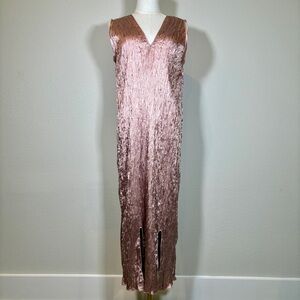 Pomandere Pink Mauve Sleeveless Crinkle Maxi Dress Size 8